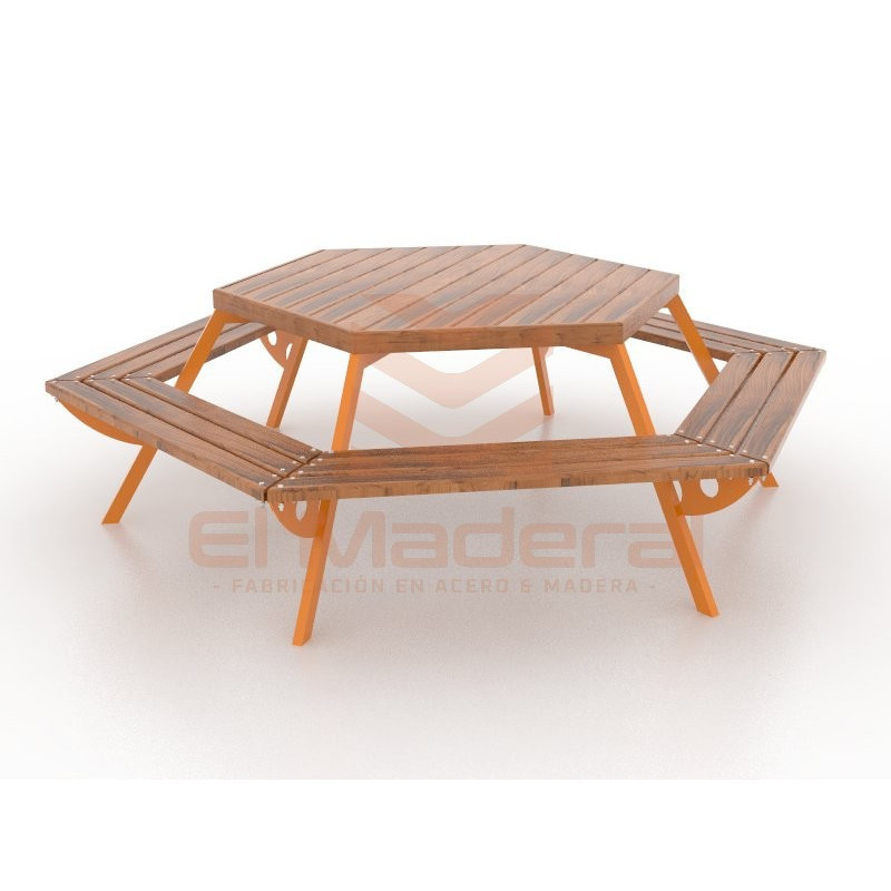 Mesa hexagonal orange-wood