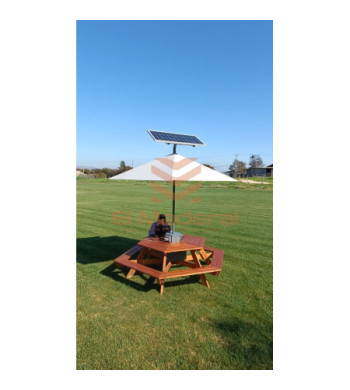 Mesa hexagonal con cargador solar 220 volts