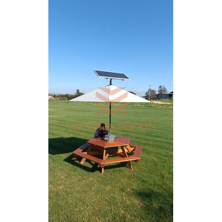 Mesa hexagonal con cargador solar 220 volts