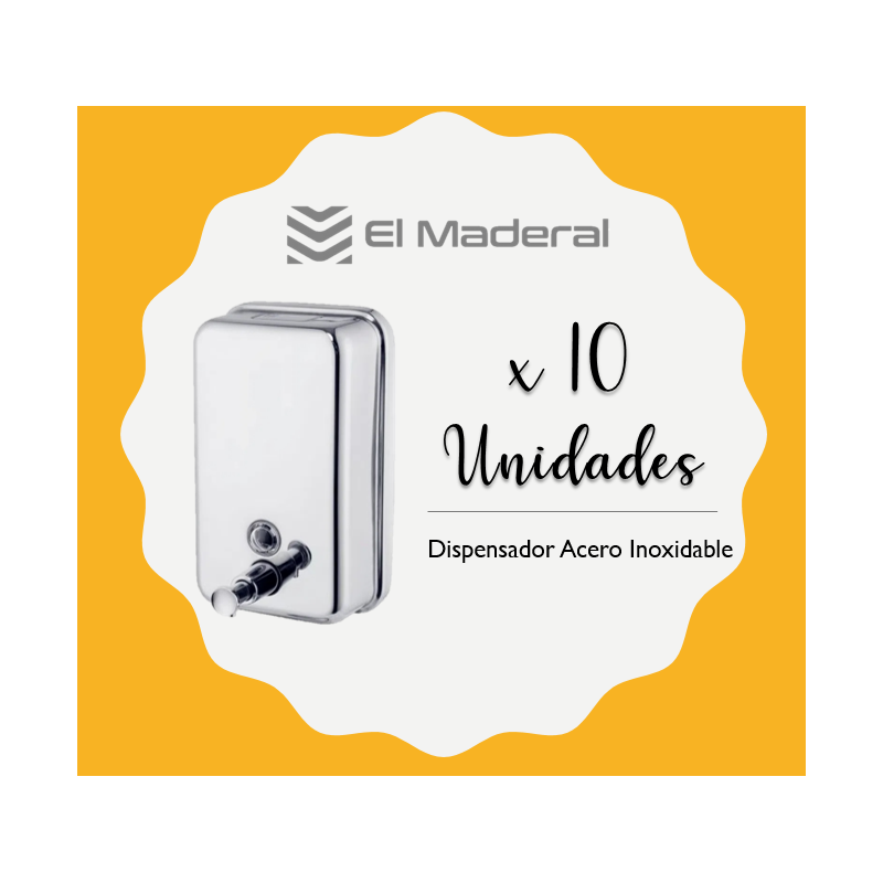 Dispensador de Jabón Acero Inoxidable 500 Ml x 10 unidades