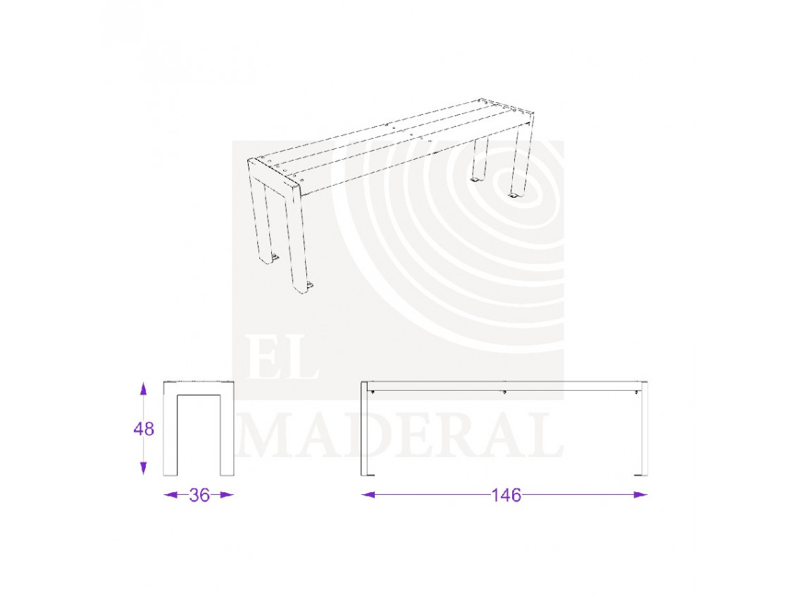 Banca alta sin respaldo de metal y madera