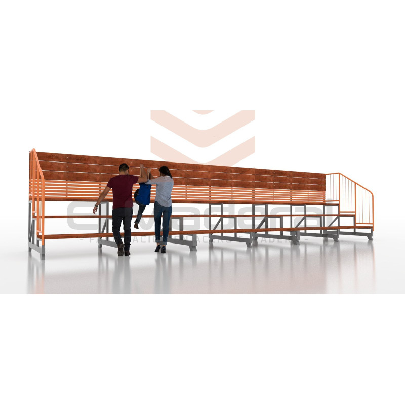 Gradería 2 cuerpos baranda alta para colegios