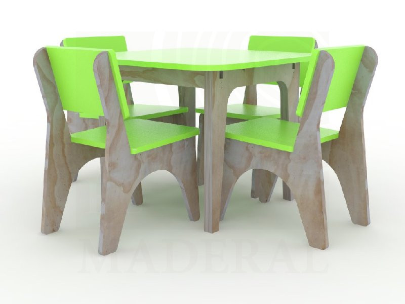 Mesa con 4 sillas terciado y melamina