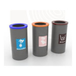 Basurero triple mascarilla, guante y general