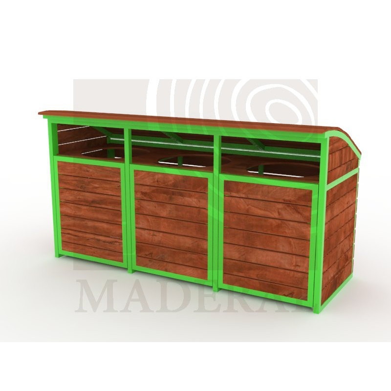 Contenedor reciclaje triple