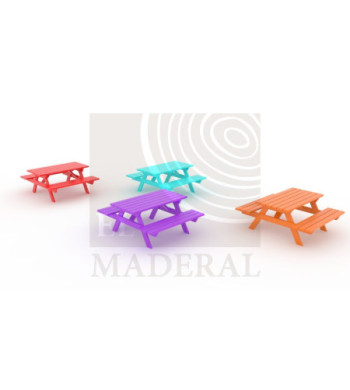 Mesa picnic ancha en colores
