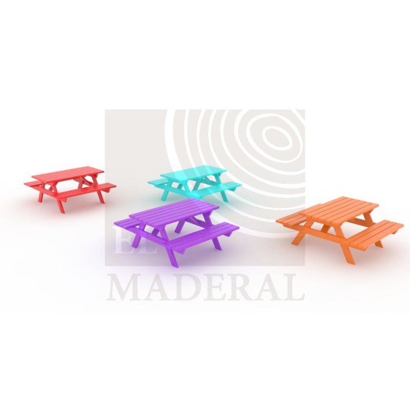 Mesa picnic ancha en colores