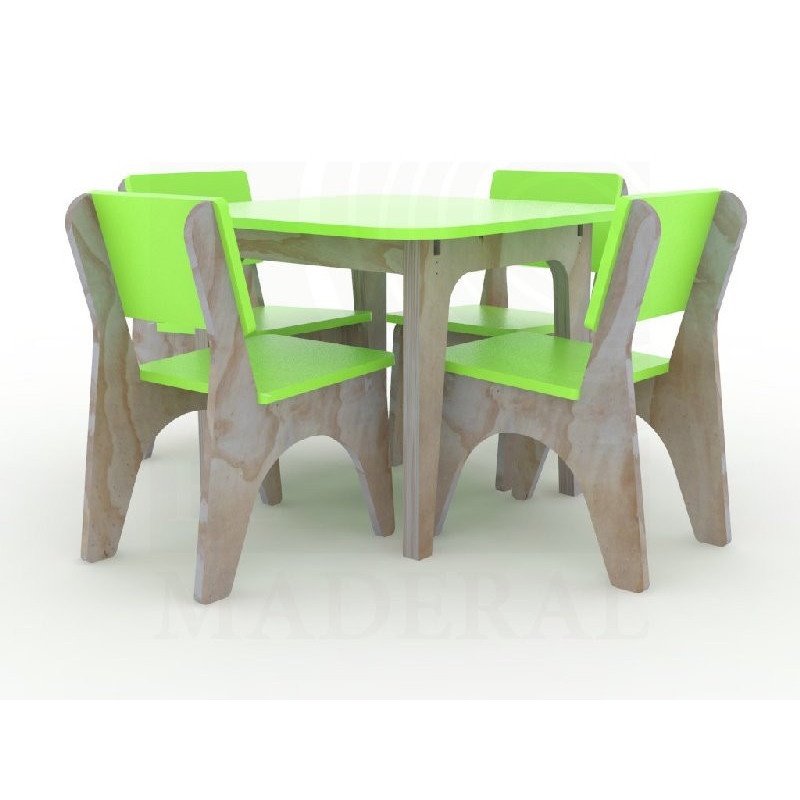 Mesa con 4 sillas terciado y melamina