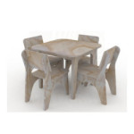 mesa más 4 sillas terciado sellado