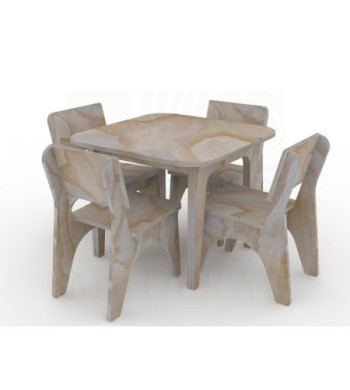 mesa más 4 sillas terciado sellado