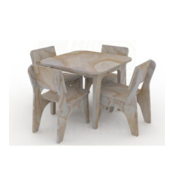 mesa más 4 sillas terciado sellado