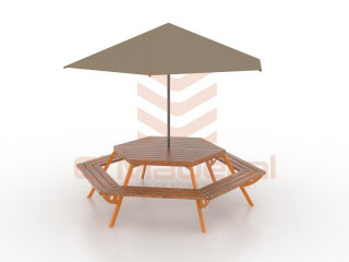 Mesa hexagonal orange-wood