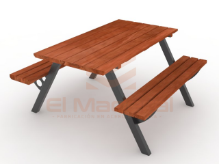 mesa de picnic metal madera alto tránsito 150