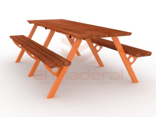 Mesa de picnic metal madera alto tránsito 250cm