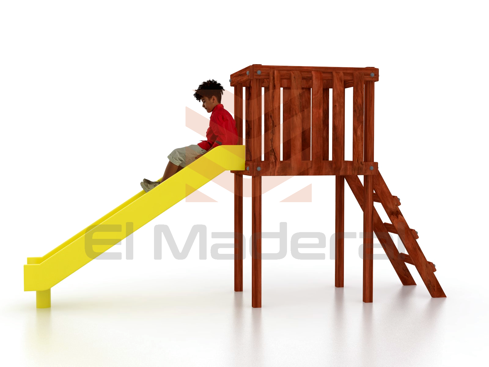 Tobogán simple con estructura de madera