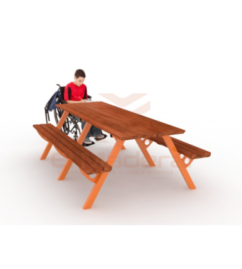 Mesa de picnic metal madera alto tránsito 250cm