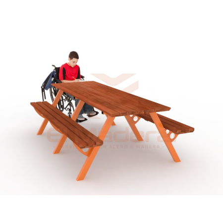 Mesa de picnic metal madera alto tránsito 250cm