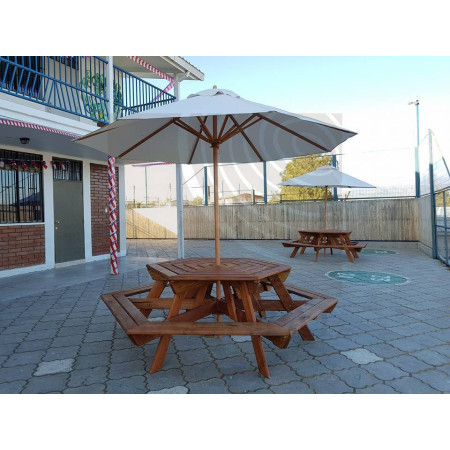 Mesa Hexagonal con quitasol