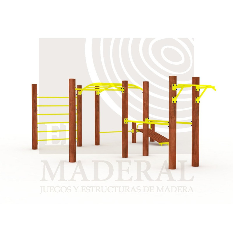 Circuito de calistenia metal madera
