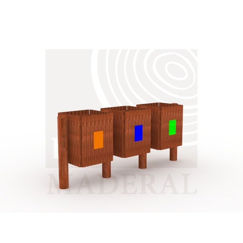 Basurero ecológico de madera.