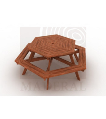 Mesa hexagonal de picnic