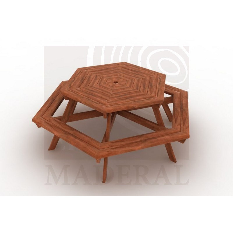 Mesa hexagonal de picnic