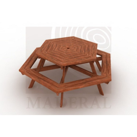 Mesa hexagonal de picnic