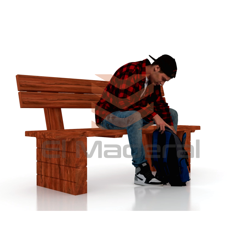 Banca de rollizos con respaldo