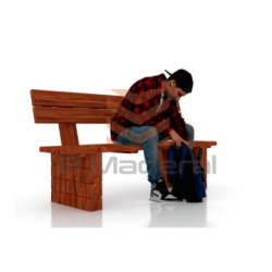 Banca de rollizos con respaldo