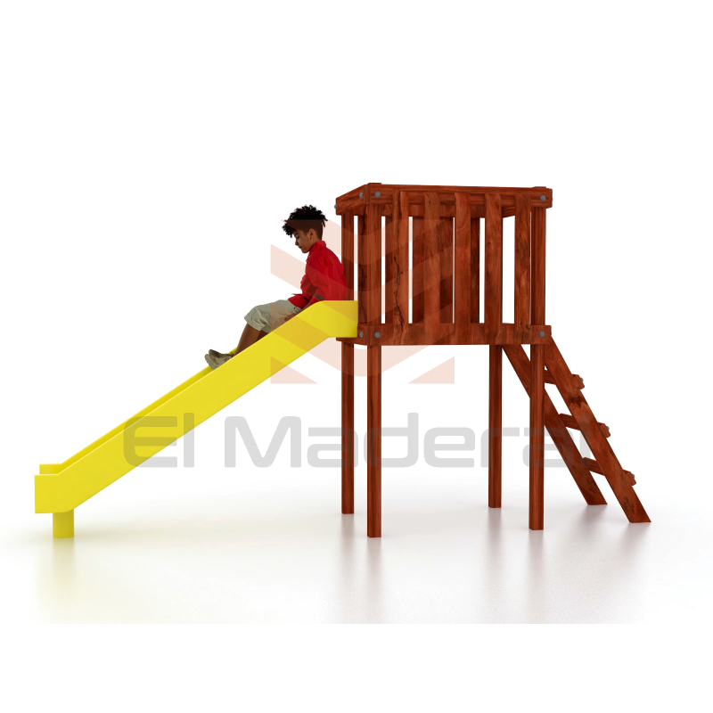 Tobogán simple con estructura de madera