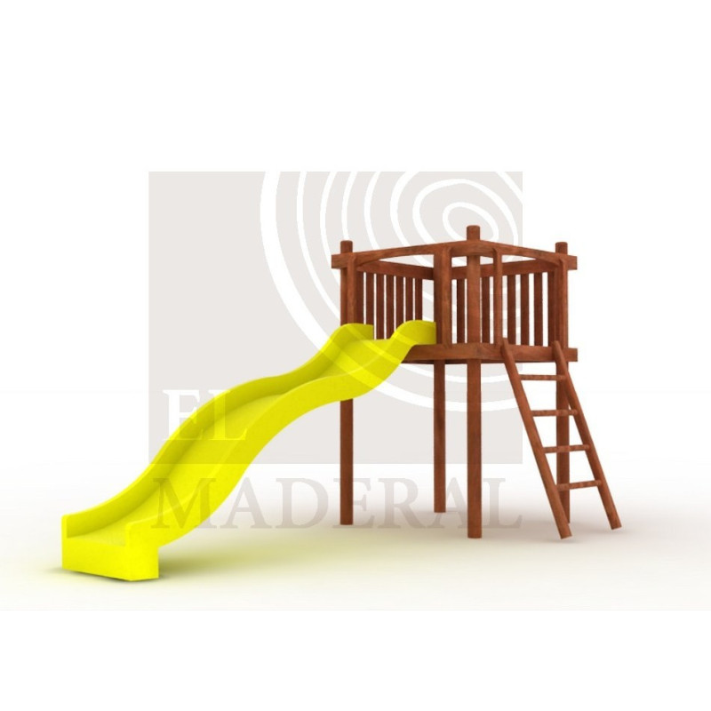 Tobogán alto tránsito con tarima grande