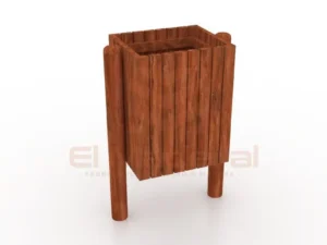 Basurero cuadrado de madera
