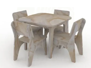 mesa más 4 sillas terciado sellado