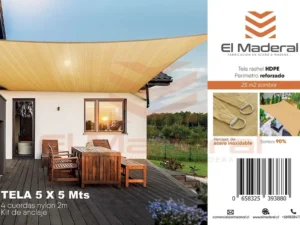 Malla vela sombreadora 90% 5 x 5 mts
