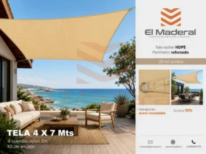 Malla vela sombreadora 90% 4 x 7 mts